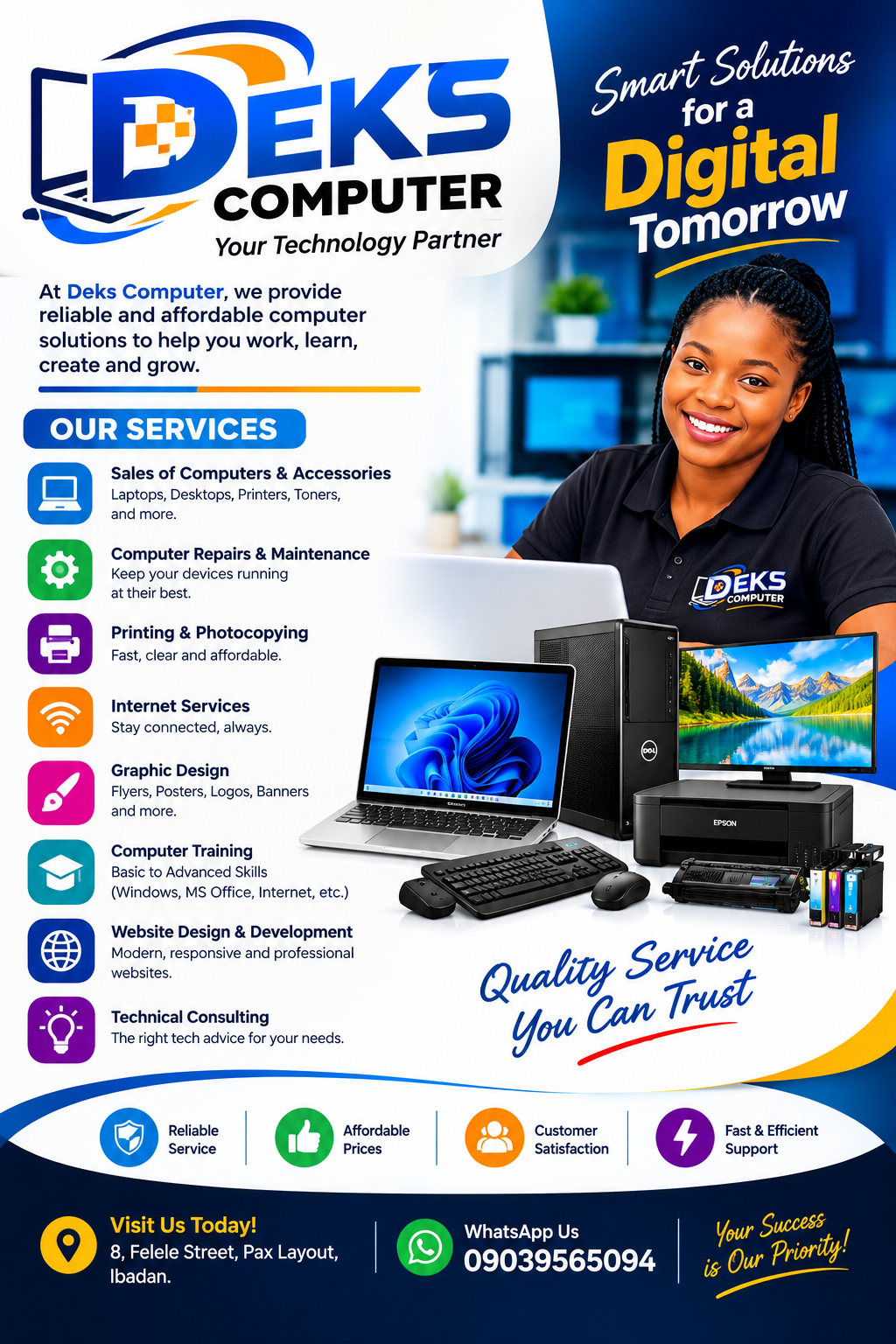 Welcome to Deks Computer, your trusted partner for computer, digital, and creative services.